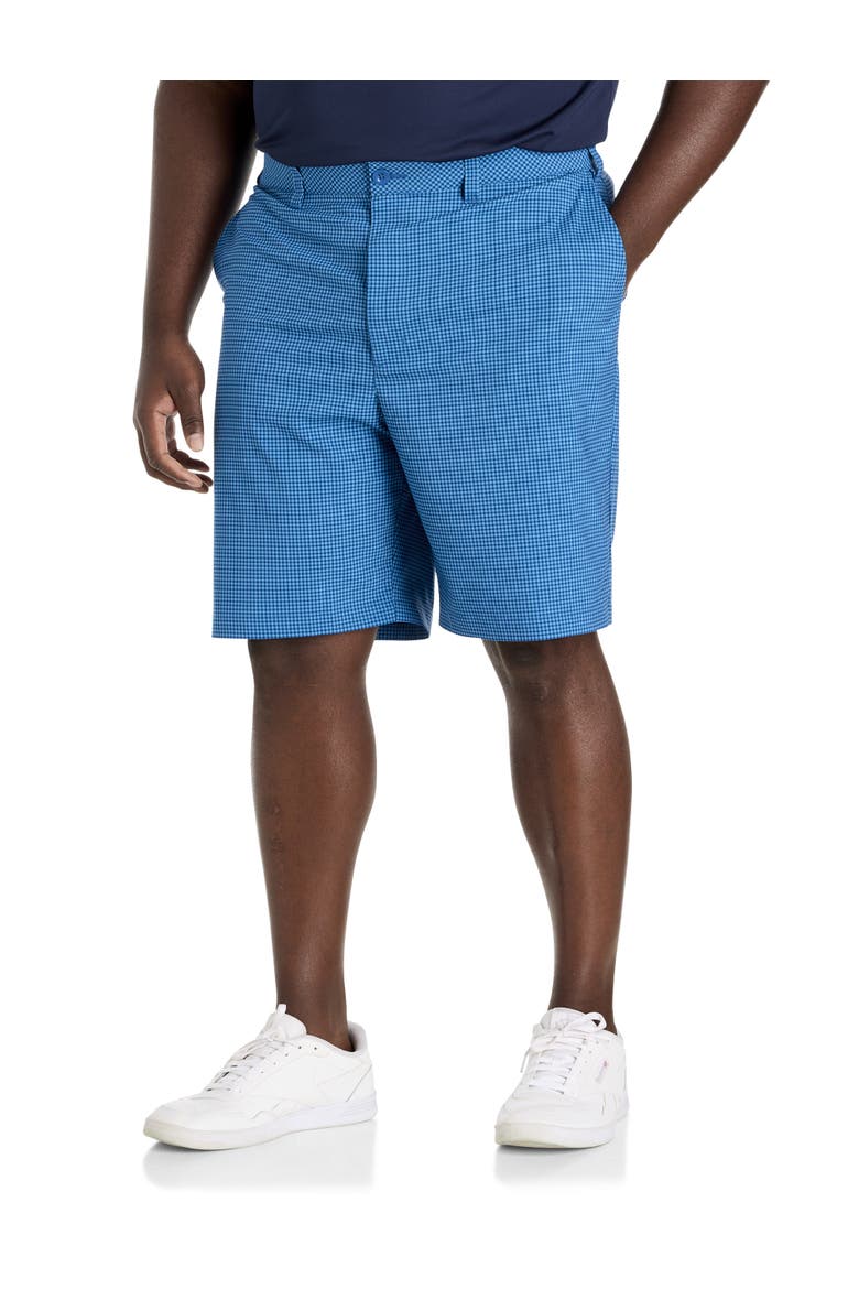 Big & Tall Performance Plaid Golf Shorts, Main, color, TWILIGHT BLUE