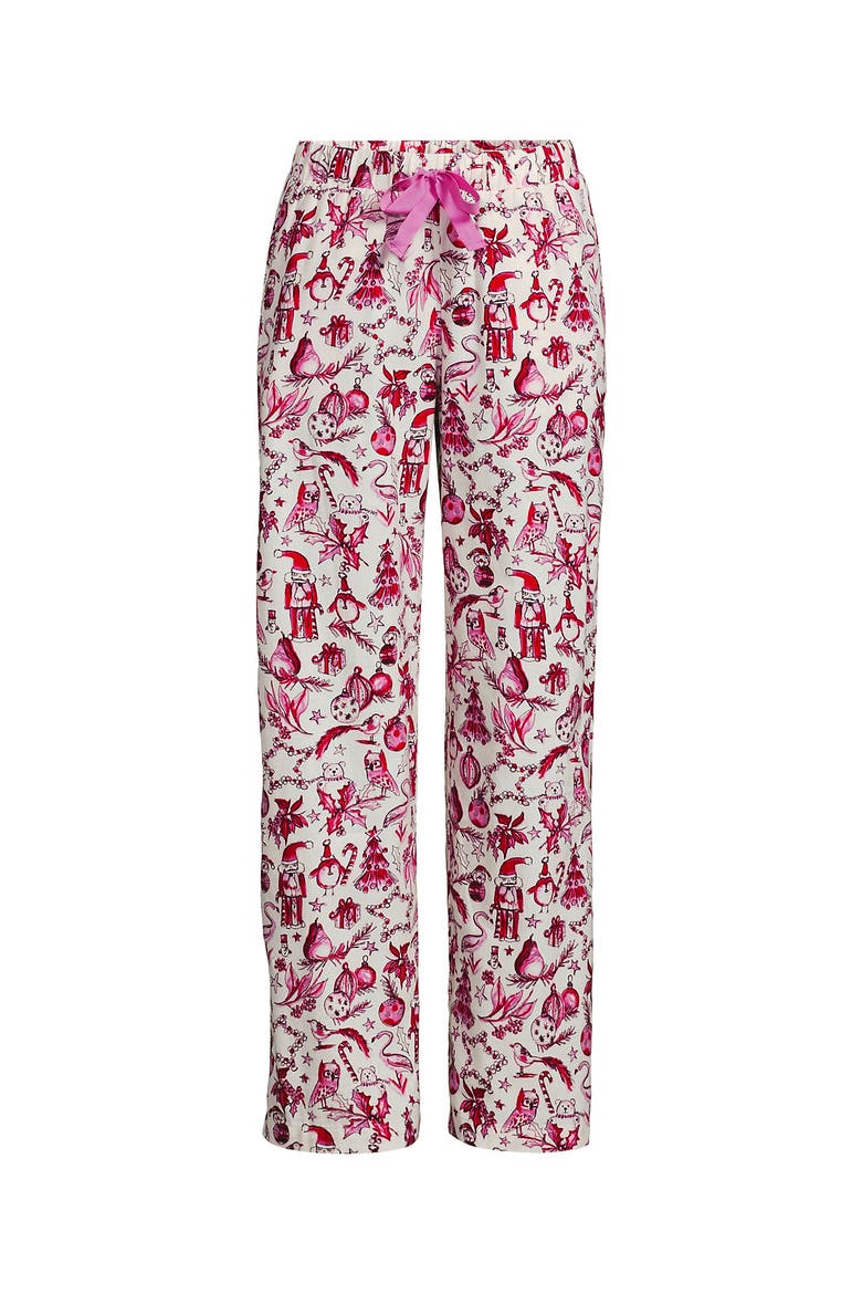 Print Flannel Pajama Pants, Alternate, color, Pink/Red Festive Critters