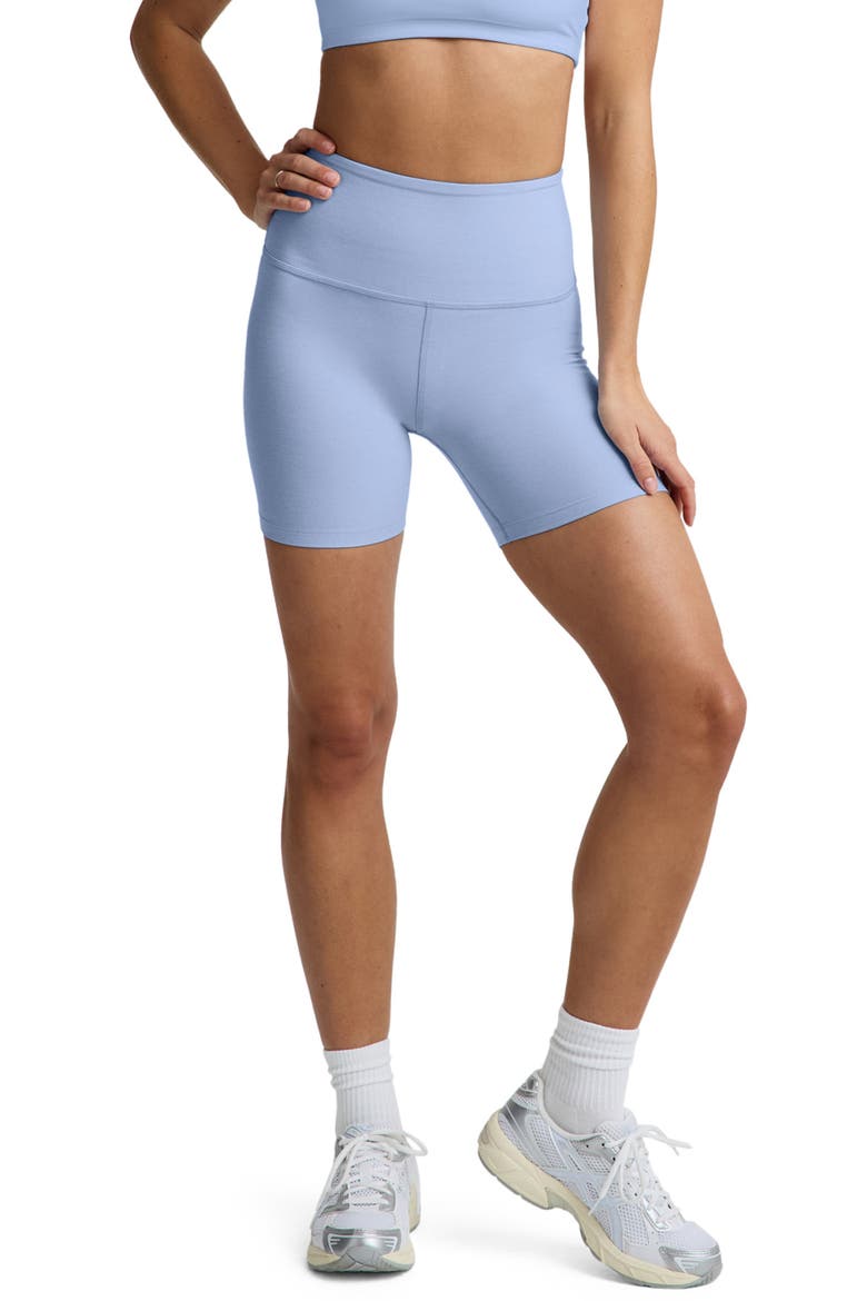 Keep Pace Space Dye Bike Shorts, Main, color, PASTEL PERIWINKLE HEATHER