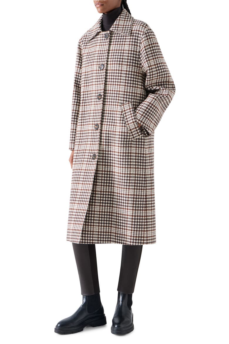 Wool Blend Long Coat, Alternate, color, WINTER WHITE-ESPRESSO