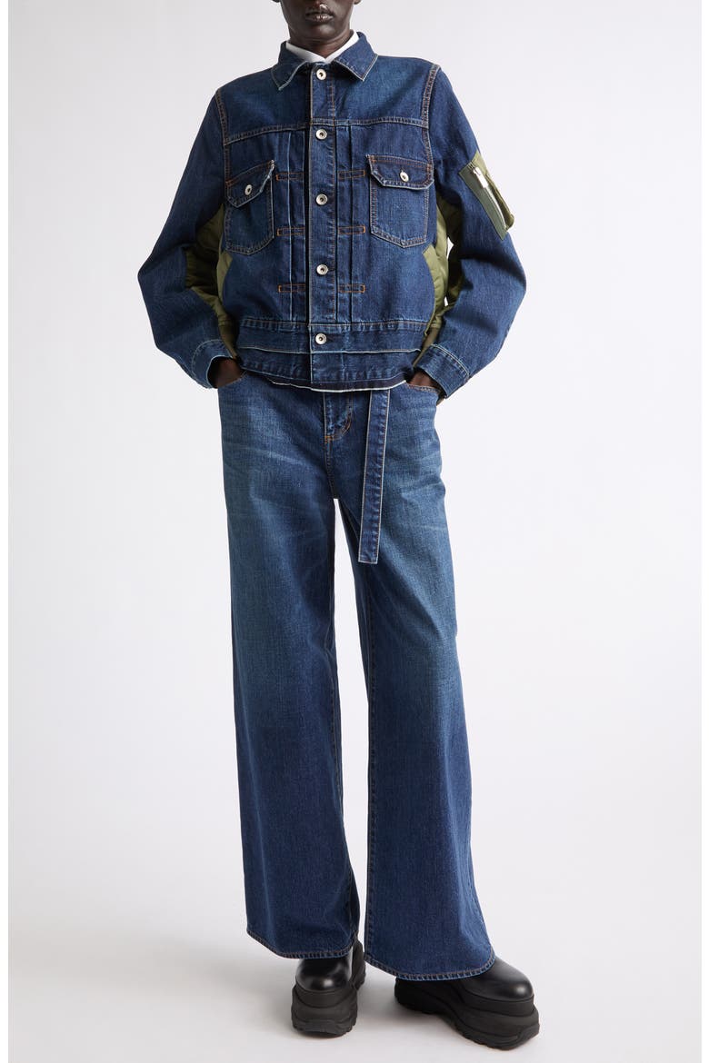 Denim & Nylon Twill Jacket, Alternate, color, BLUE
