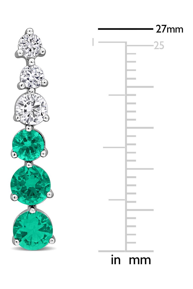 Lab Created Emerald Linear Drop Earrings, Alternate, color, GREEN