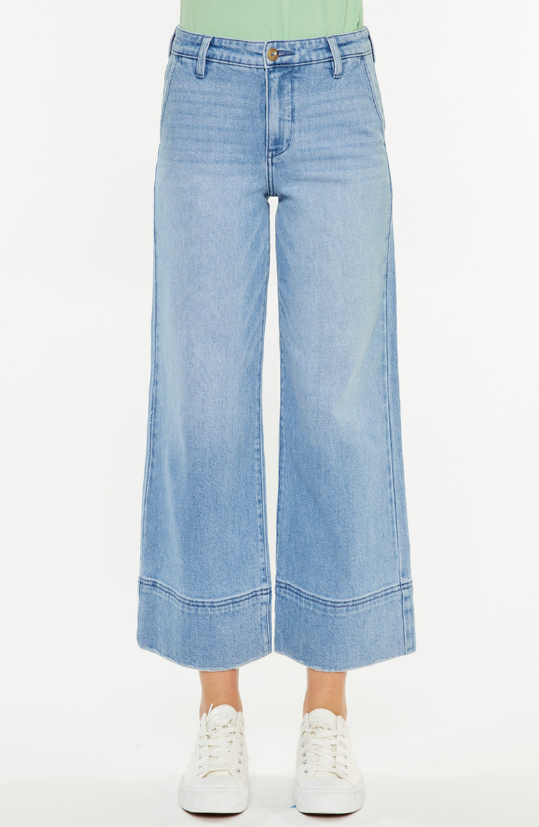 KanCan Darla High Rise Cropped Wide Leg Jeans, Main, color, Medium Wash