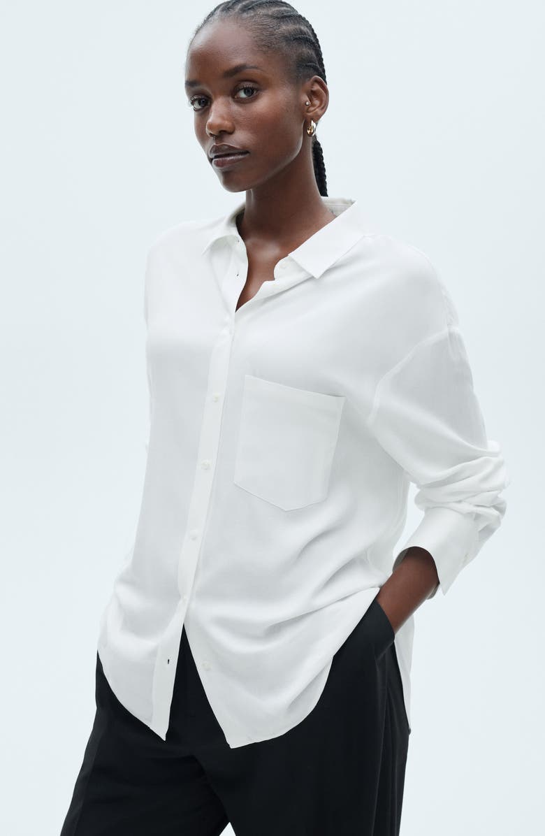 MANGO Flowy Button-Up Shirt, Alternate, color, 