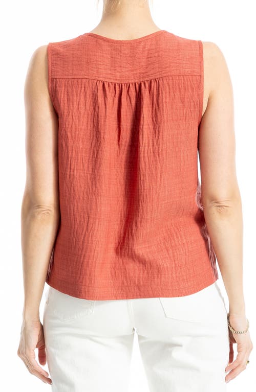 Max Studio Pintuck Crinkle Sleeveless Top In Orange