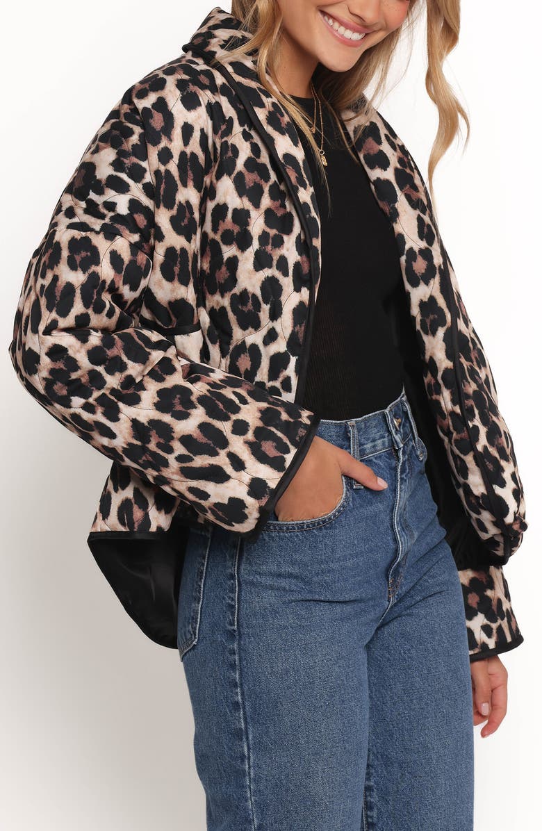 Petal & Pup Marcos Leopard Print Quilted Jacket, Alternate, color, Leopard