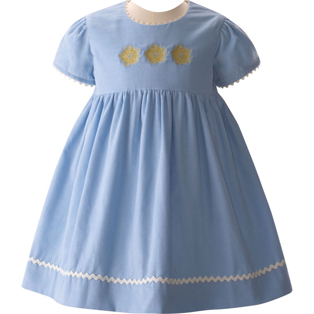Rachel Riley Snowflake Embroidered Dress In Blue