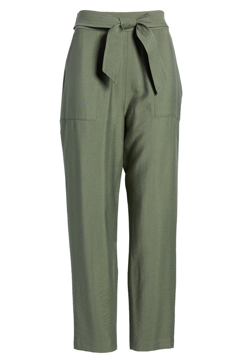 Tie Waist Utility Pants, Alternate, color, GREEN THYME