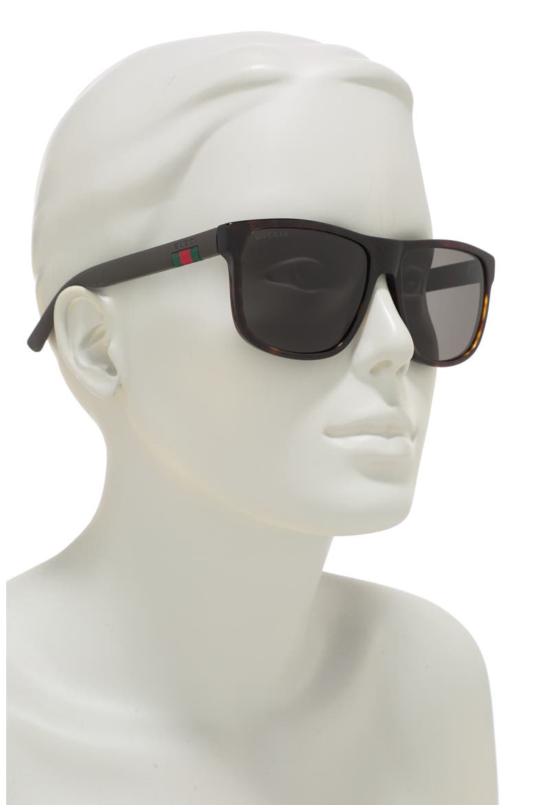 58mm Square Sunglasses, Alternate, color, DARK HAVANA