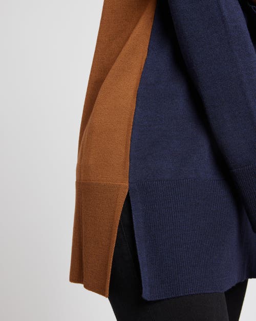 Santorelli Tori Color Block Knit Sweater In Space Blue