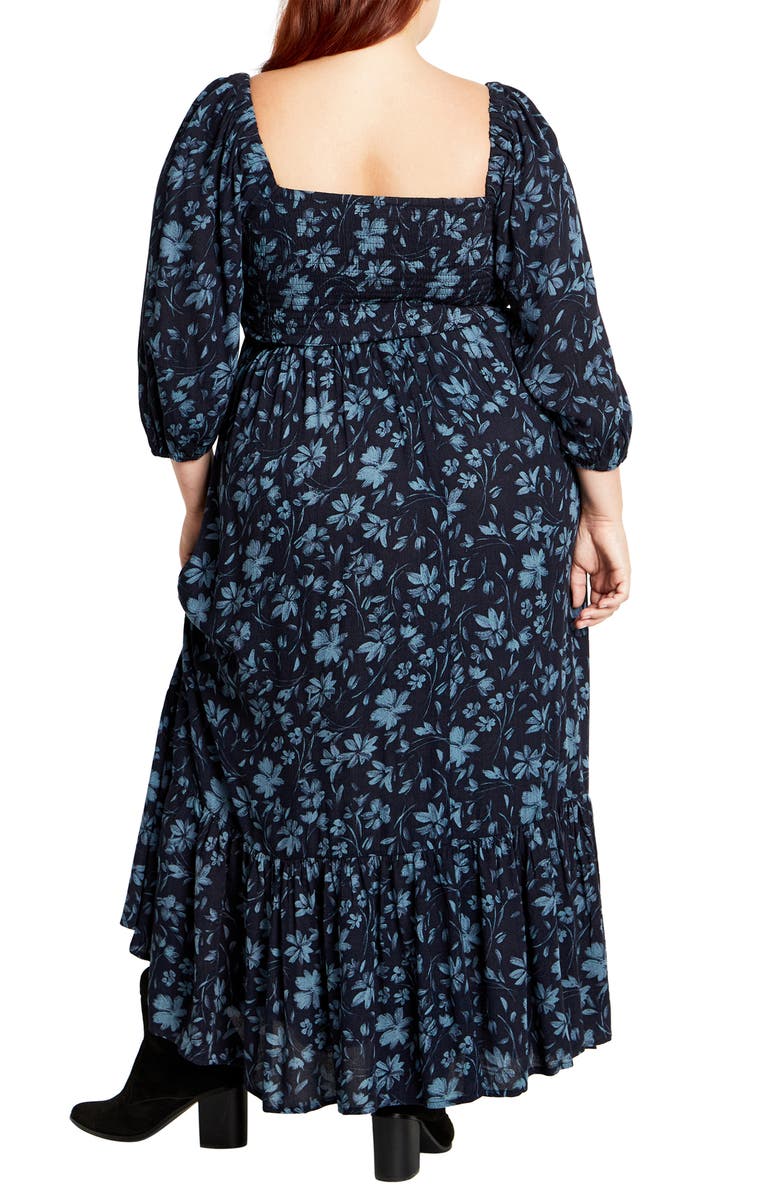 City Chic Kaylee Floral Smocked Bodice Maxi Dress, Alternate, color, Whimsical Floral