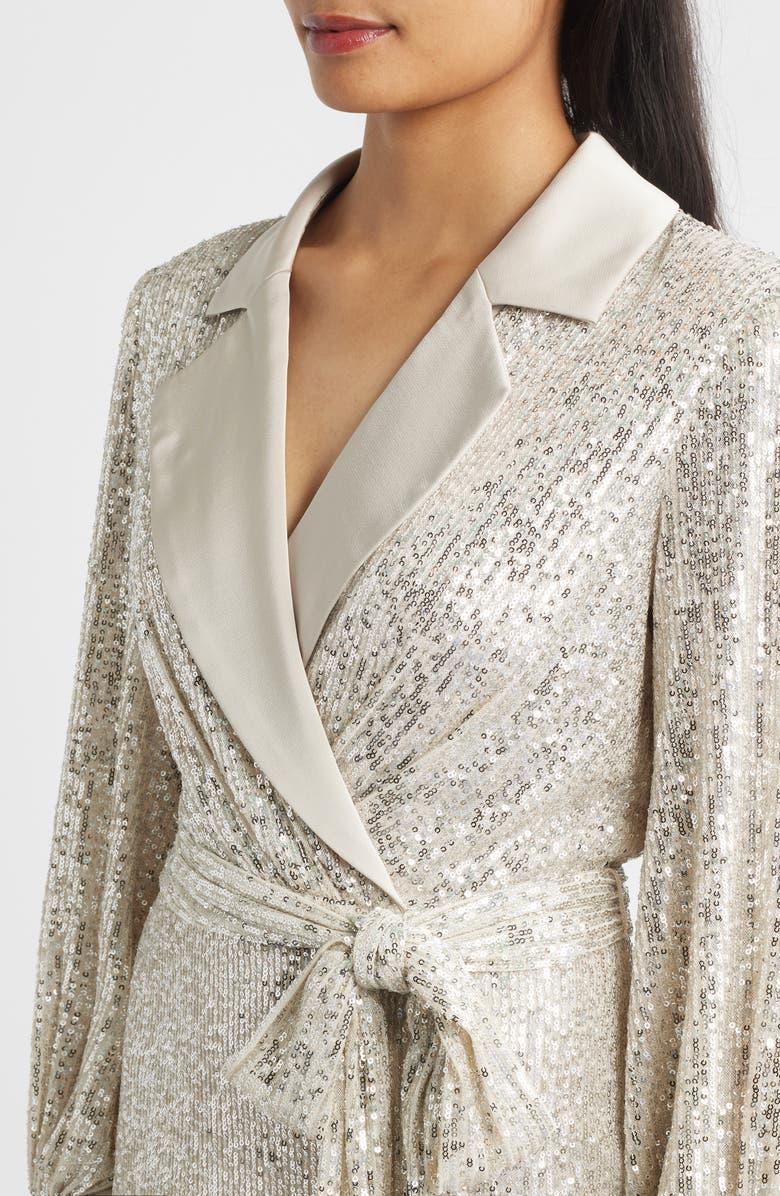 Eliza J Sequin Long Sleeve Shirtdress Gown, Alternate, color,