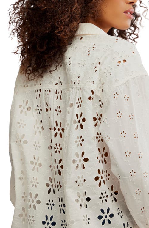 Free People Mae Eyelet Button-up Shirt In White