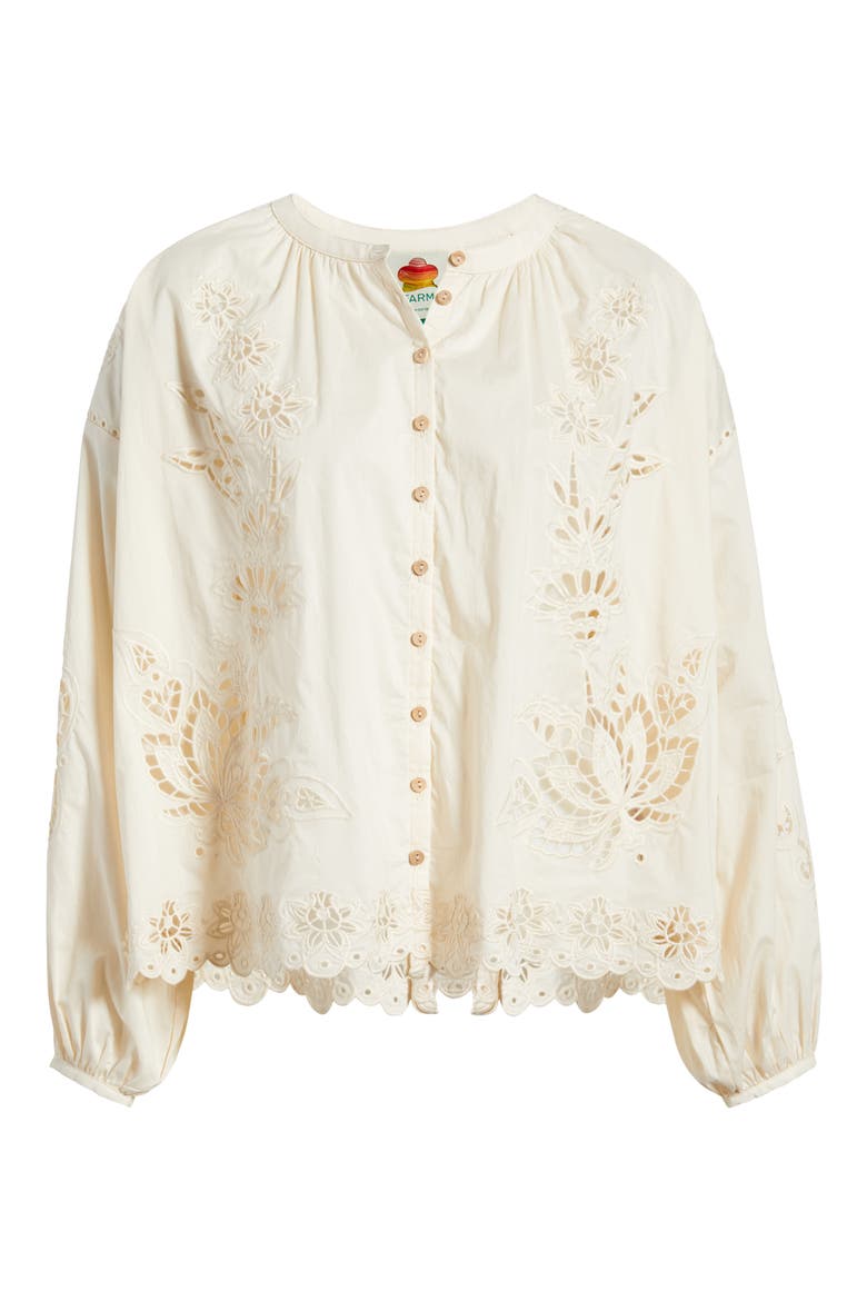 Artisanal Embroidered Eyelet Cotton Button-Up Shirt, Alternate, color, LIGHT PINK