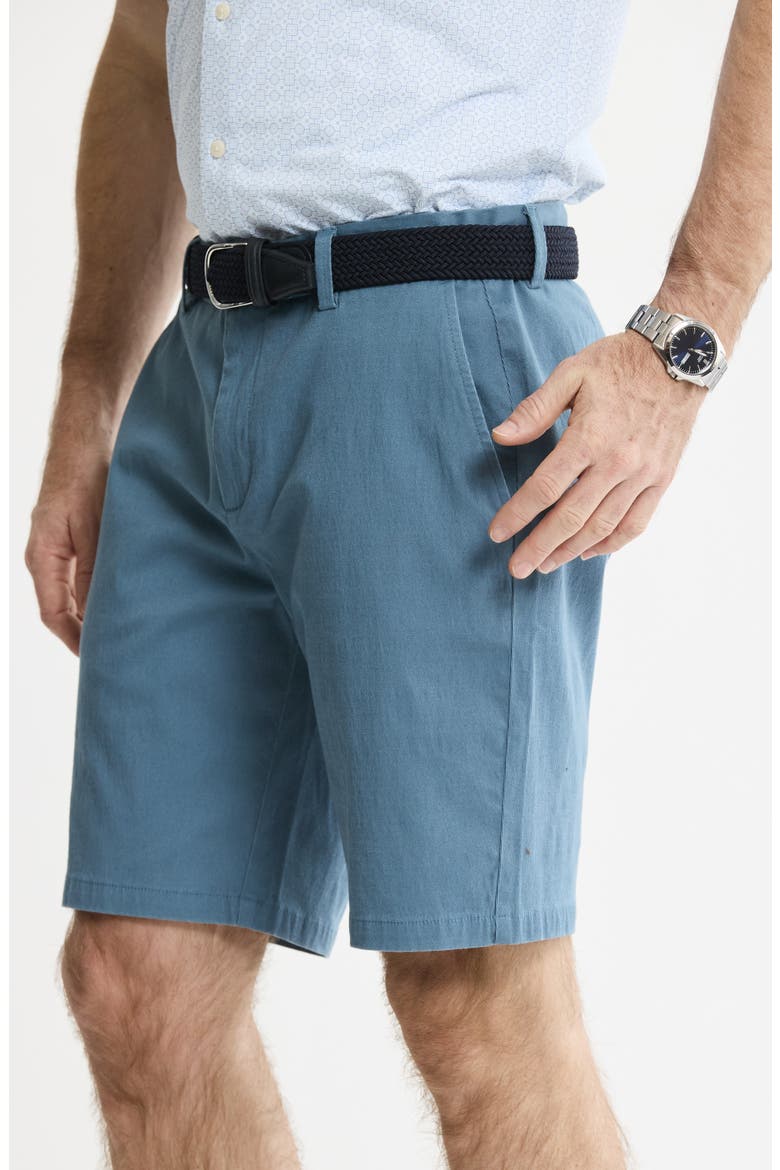 Cotton & Silk Blend Stretch Shorts, Alternate, color, BLUE