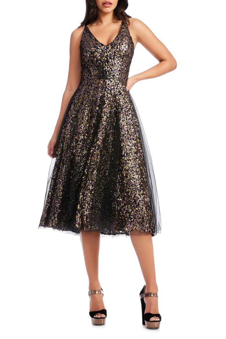 Courtney Sequin Midi Dress, Main, color, PEWTER MULTI