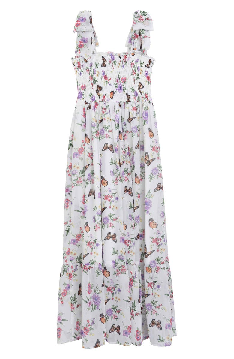 Speechless Kids' Floral Bow Shoulder Maxi Dress & Sunglasses Set, Alternate, color, Ivory/ Pink