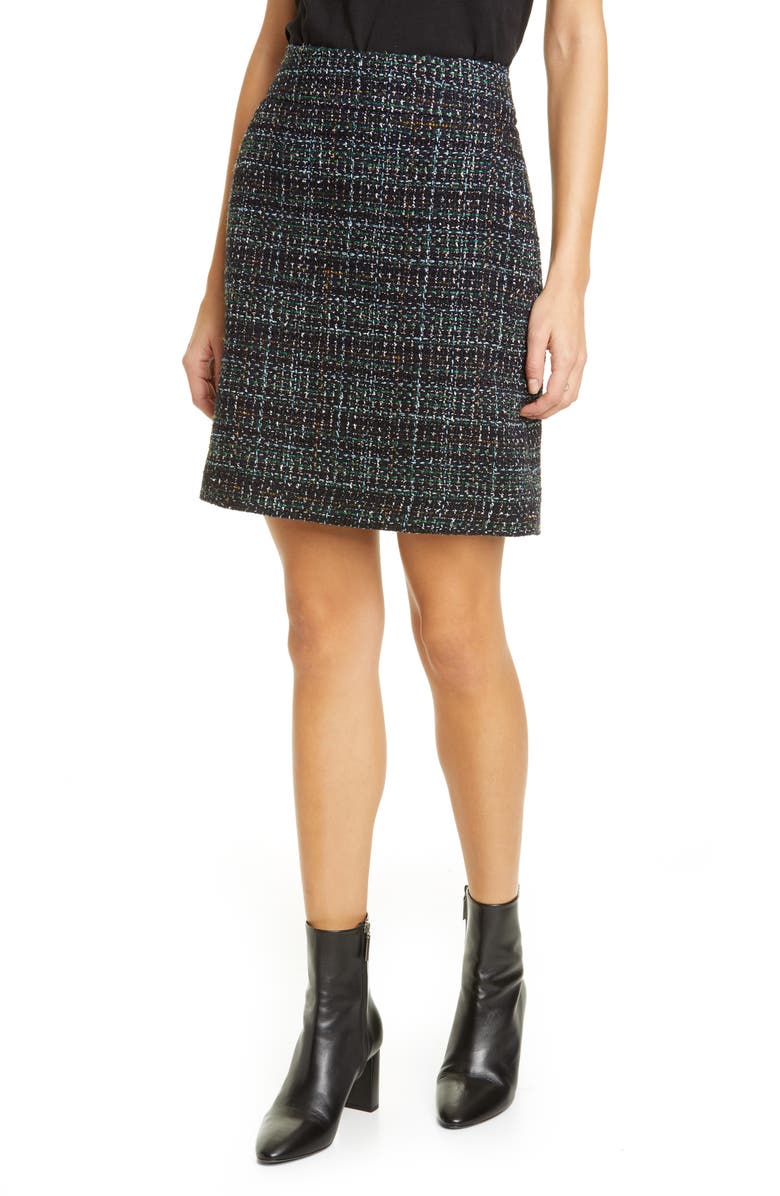 Akris punto Metallic Tweed A-Line Miniskirt, Main, color,