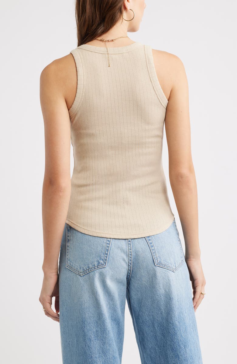 Treasure & Bond Pointelle Rib Crewneck Tank, Alternate, color, Beige Humus