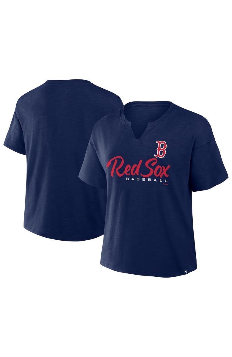 FANATICS Women's Fanatics Navy Boston Red Sox Fan Fave Stadium Slub Boxy T-Shirt, Main, color, 