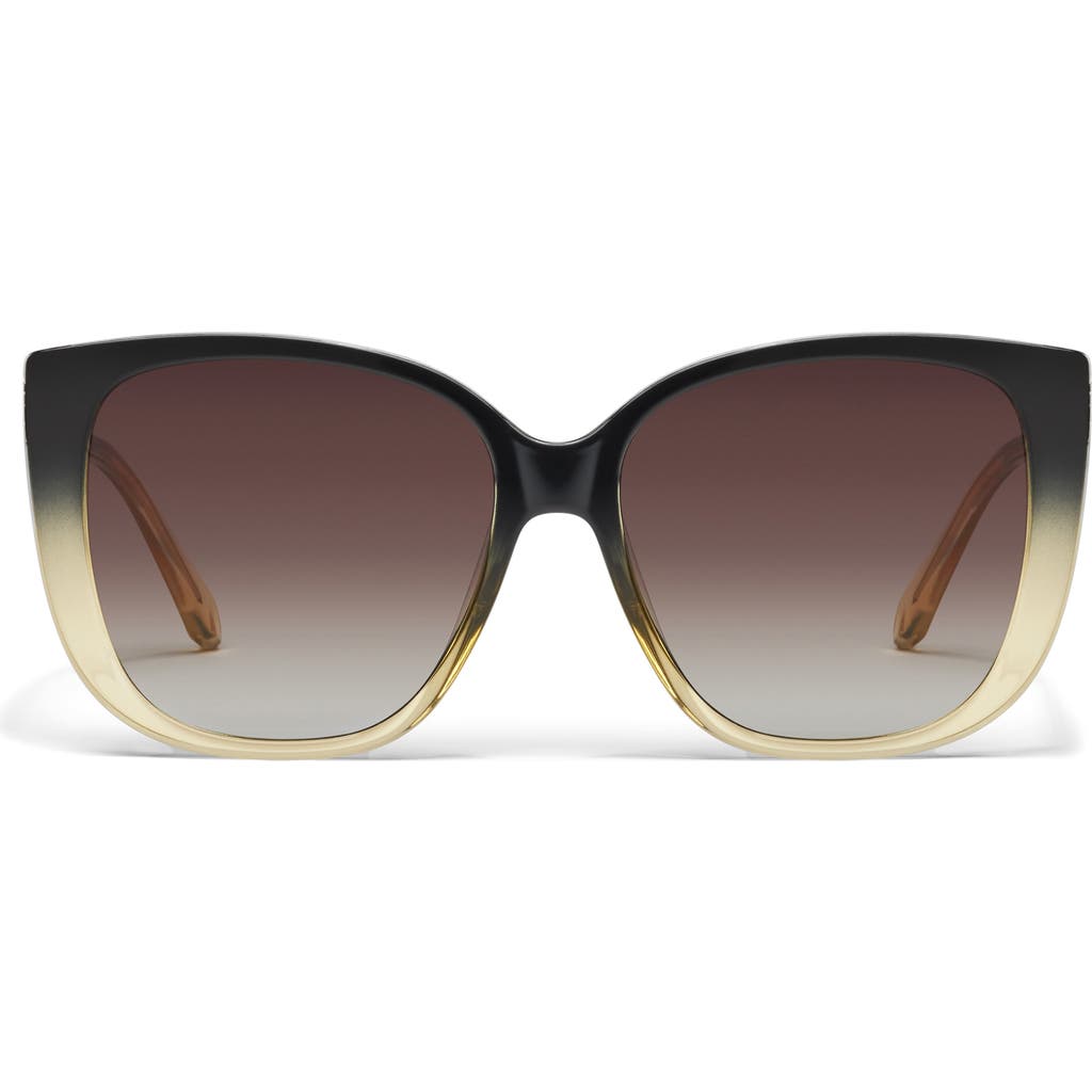 Quay Ever After 59mm Cat Eye Sunglasses In Black Yellow/brown