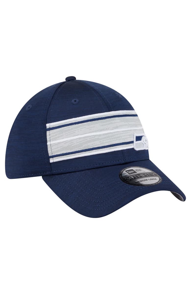 New Era Men's New Era College Navy Seattle Seahawks Stripes 39THIRTY Flex Hat, Alternate, color, College Navy