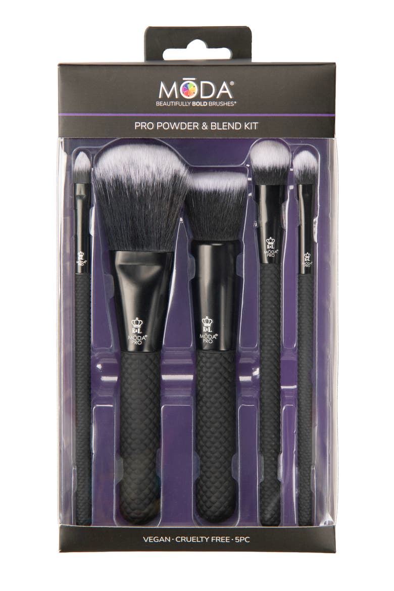 Pro Powder & Blend 5-Piece Makeup Brush Kit, Alternate, color, BLACK
