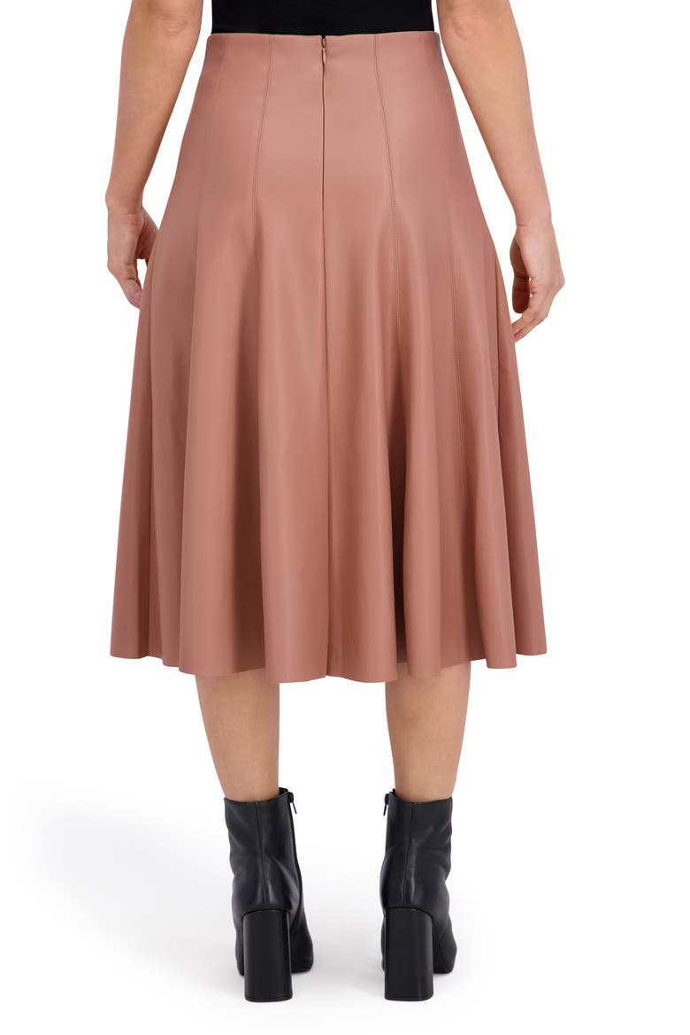 Supersoft Faux Leather Flounce Midi Skirt, Alternate, color, MOCHA