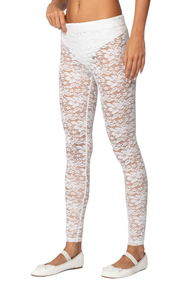 EDIKTED Sheer Lace Leggings, Alternate, color, White