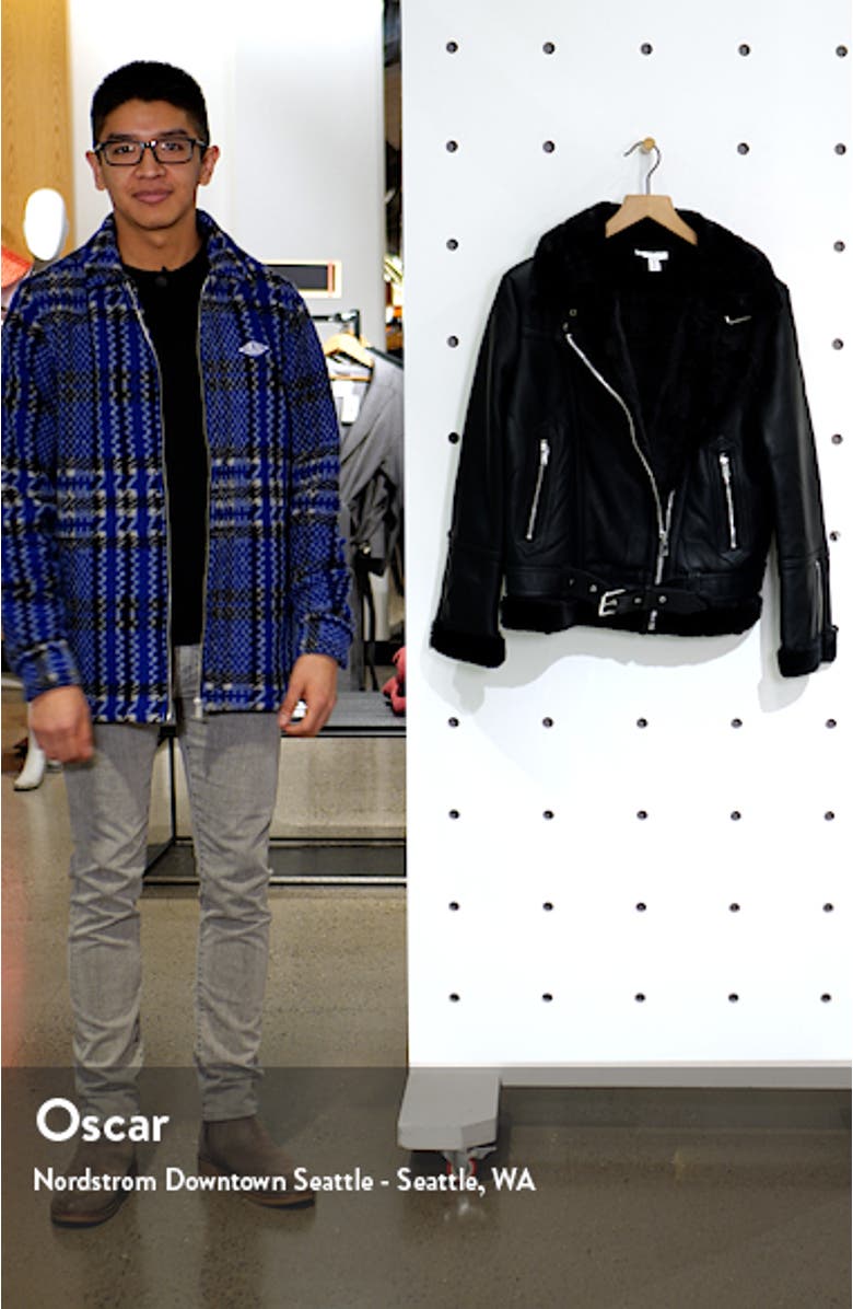 Fleece & Faux Leather Moto Jacket, sales video thumbnail