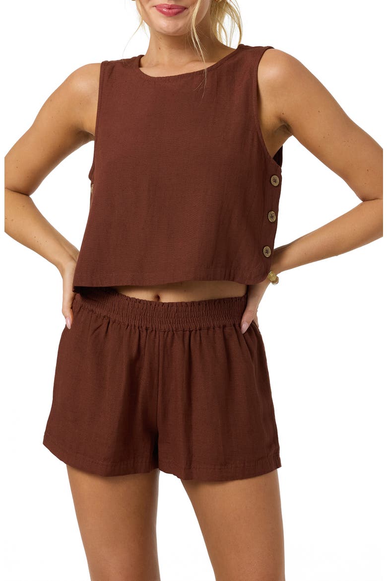 Sanders Smocked Waist Shorts, Alternate, color, COCONUT BROWN