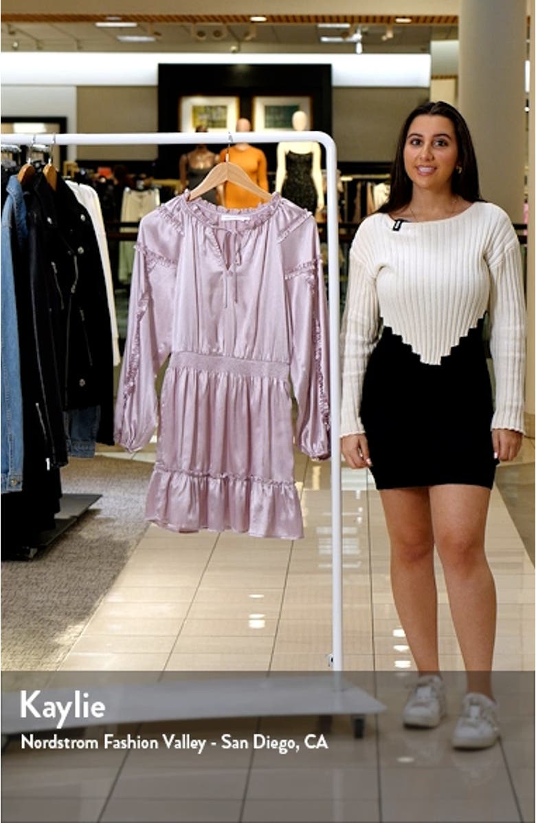 Ruffle Long Sleeve Satin Minidress, sales video thumbnail