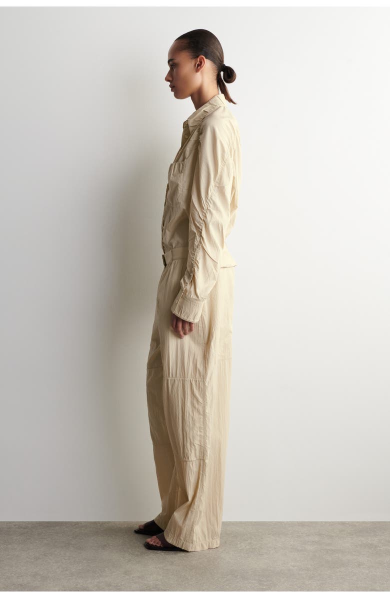 COS Crinkled-Silk Straight-Leg Pants, Alternate, color, Light Beige