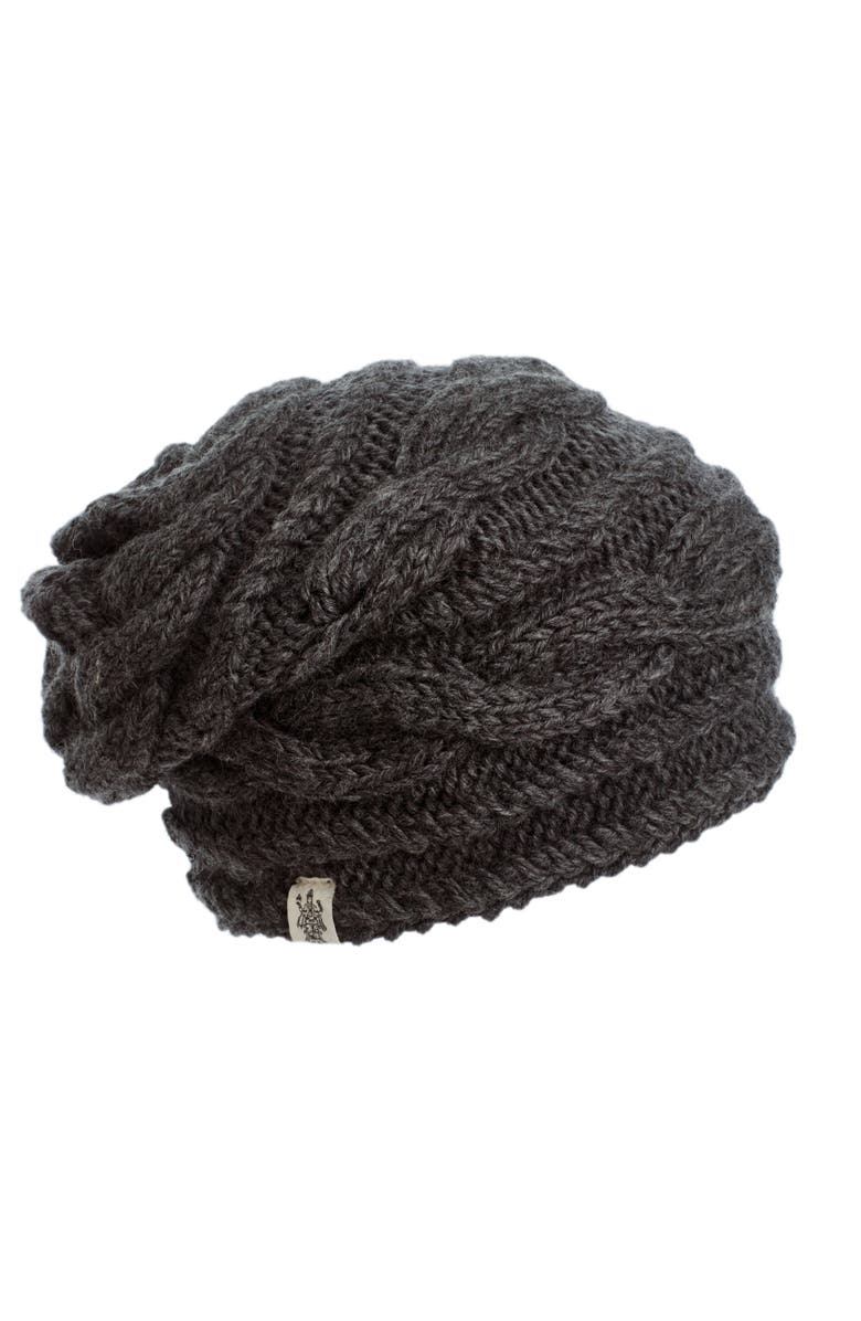 Nirvanna Designs Triple Braid Cable Slouch, Main, color, Charcoal