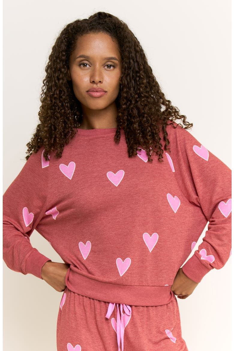 Star Seeker Brushed Jersey Pajamas, Alternate, color, CHERRY HEARTS