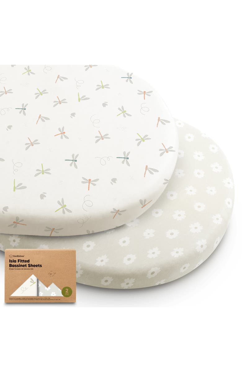 KeaBabies 2-Pack Isla Fitted Bassinet Sheets, Main, color, Meadow