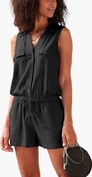 LASCANA Women's Sleeveless Drawstring Romper