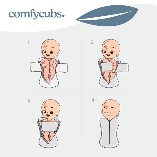 Comfy Cubs Easy Zipper Swaddle Blankets In Gray