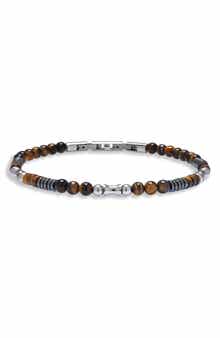 EYE CANDY LOS ANGELES Men's Marcus Tiger's Eye Beaded Bracelet