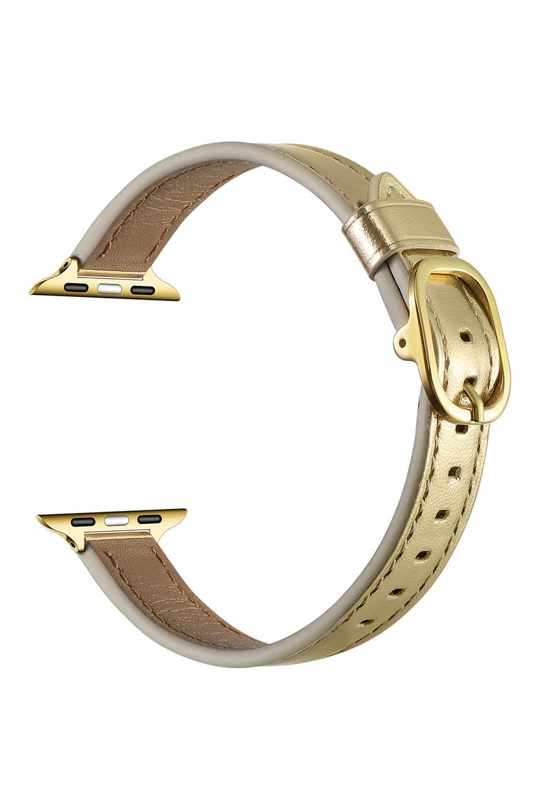 Carmen Skinny Metallic Leather Apple Watch® Watchband, Alternate, color, GOLD