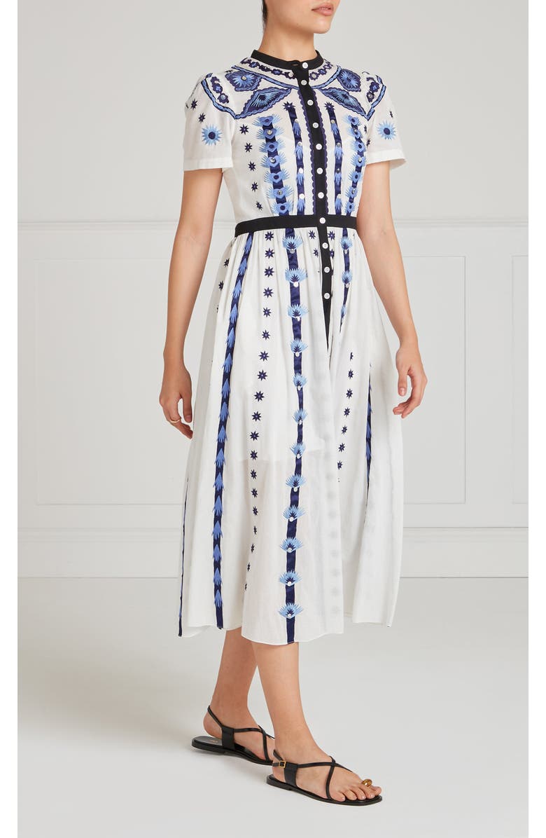 Temperley London Edith Shirt Dress, Alternate, color, White/Blue