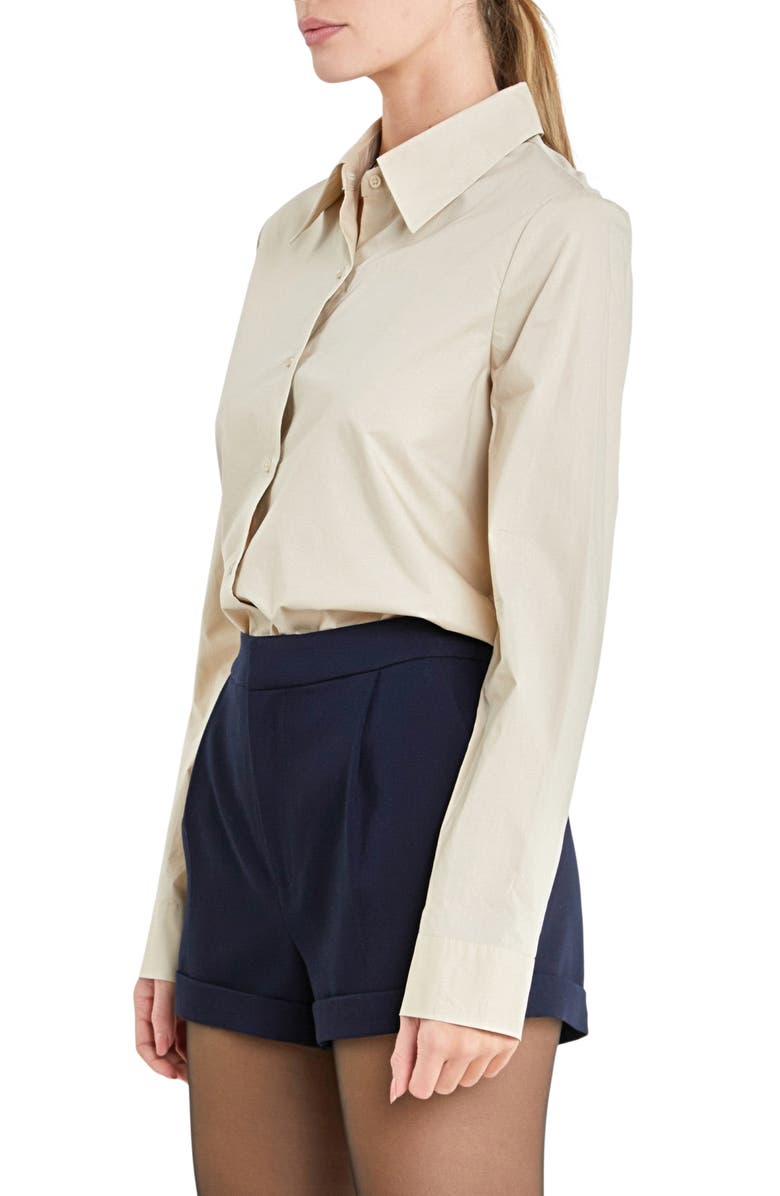 English Factory Accent Collar Poplin Shirt, Alternate, color, Taupe