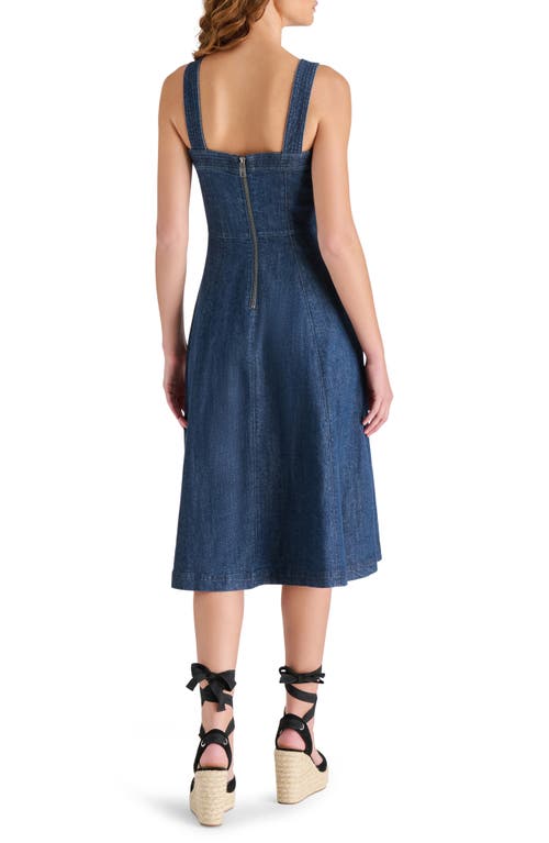 Steve Madden Dolly Denim Fit & Flare Midi Dress In Madrid Wash