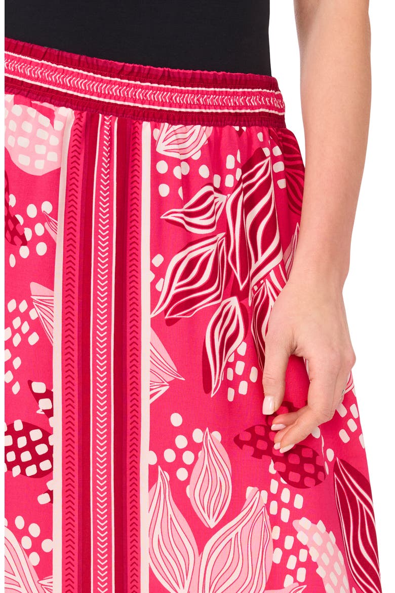 A-Line Midi Skirt, Alternate, color, PINK PEACOCK LEAVES
