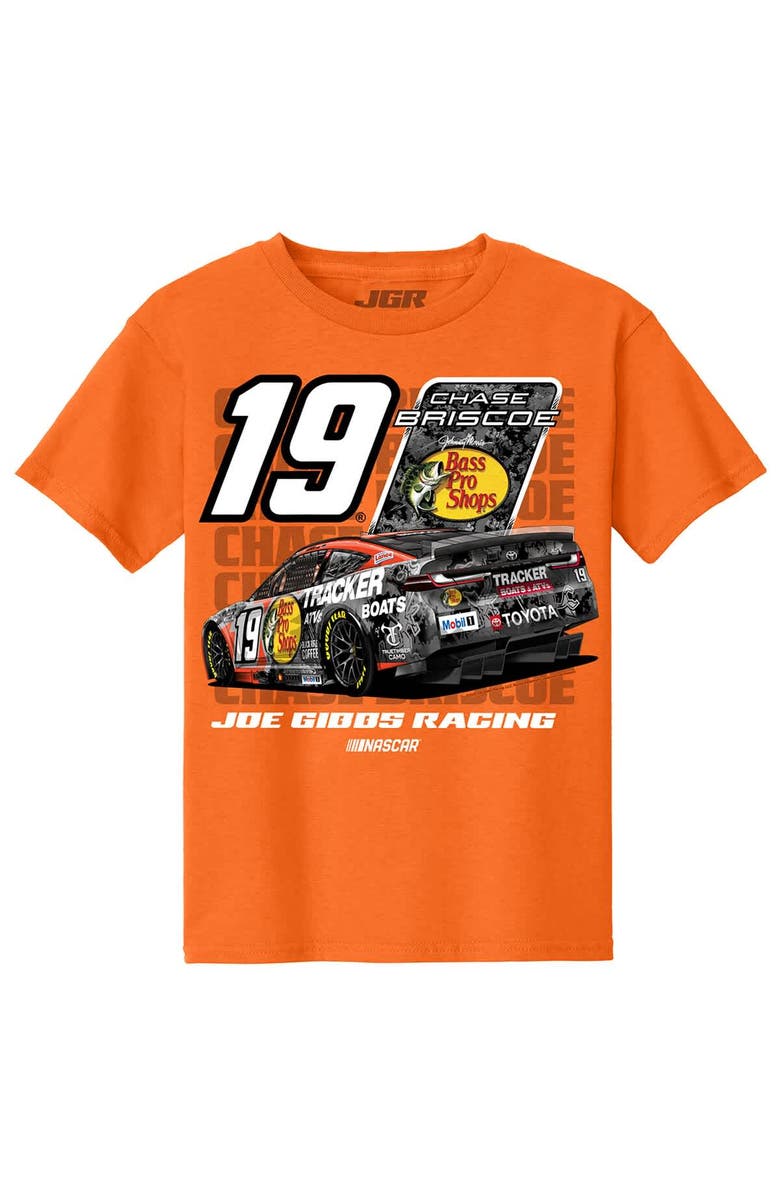 JOE GIBBS RACING TEAM COLLECTION Youth Joe Gibbs Racing Team Collection Orange Chase Briscoe Bass Pro Shops Car T-Shirt, Alternate, color, Orange