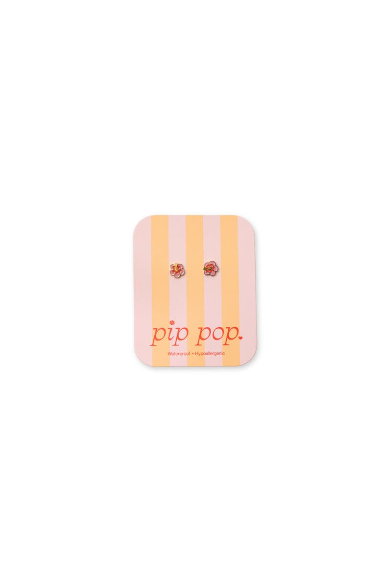 Pip Pop Hibiscus Stud Earrings, Alternate, color, Pink