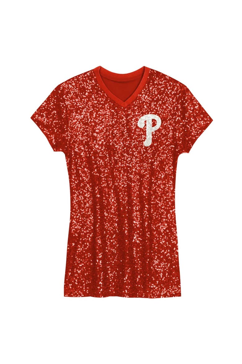 Girls Youth  Red Philadelphia Phillies Sequin V-Neck Dress, Alternate, color, Red