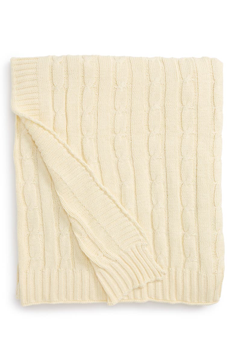 Rizzy Home Cable Knit Cotton Throw, Main, color,
