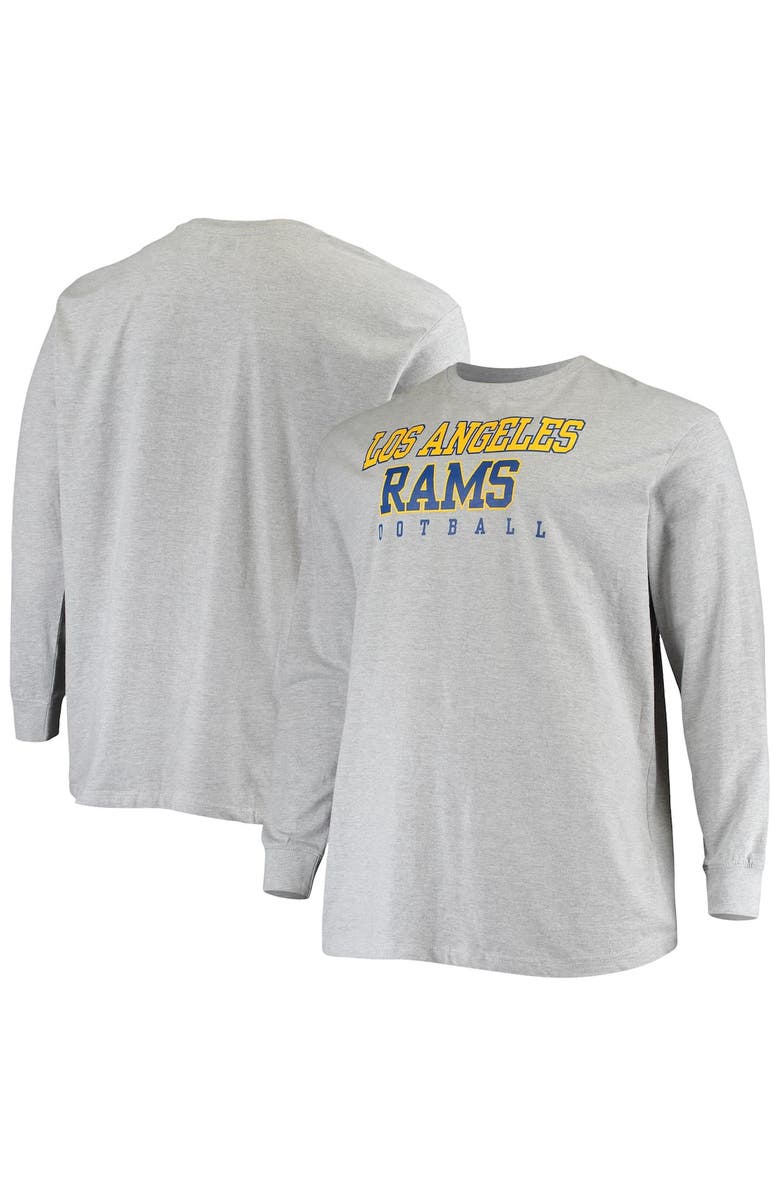 FANATICS Men's Fanatics Branded Heathered Gray Los Angeles Rams Big & Tall Practice Long Sleeve T-Shirt, Main, color, Heather Gray