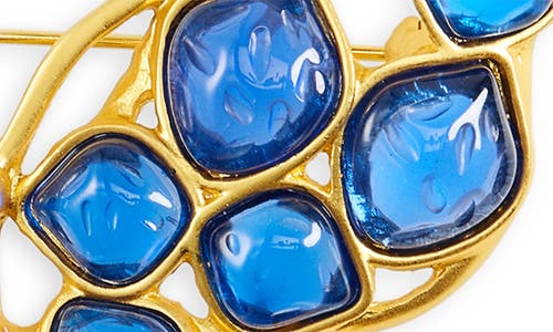 Kenneth Jay Lane Blue Stone Butterfly Pin In Gold